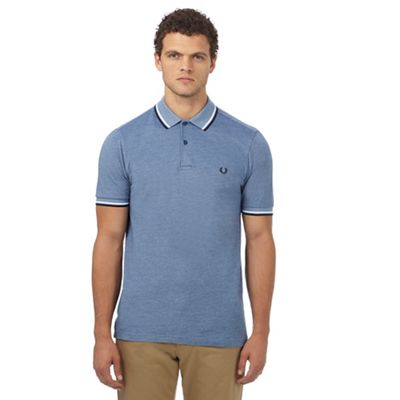 Mid blue logo applique polo shirt